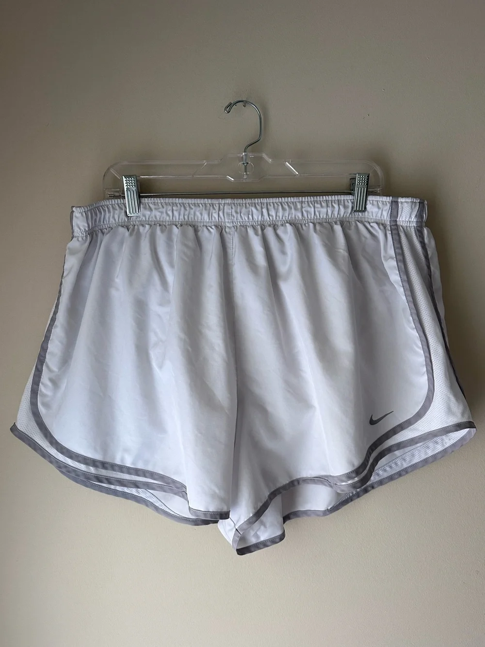 Nike White Women's Athletic Shorts with Gray Trim